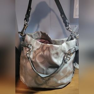 Beautiful Coach Bag, Silver/Grey, Pink/Lilac Inside Silver Hardware
